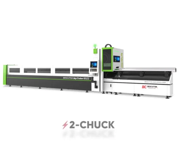 2-CHUCK HYTUBE Fiber Laser Pipe Cutting Machine with Auto Loading