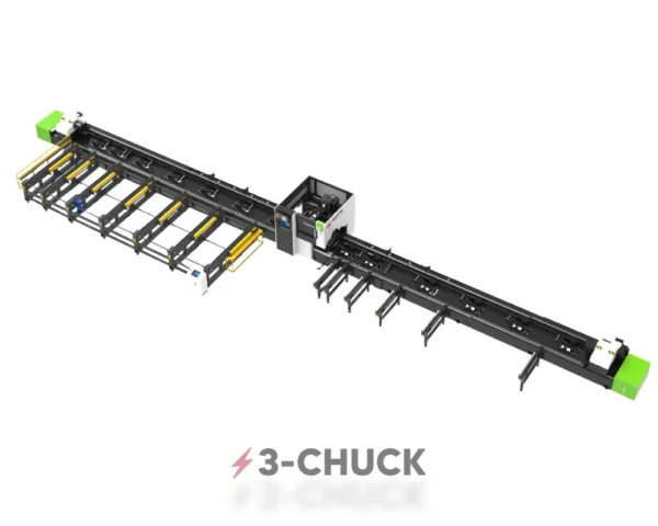 3-CHUCK HEAVY TUBE CUT Fiber Laser Pipe Cutting Machine with Auto Loading