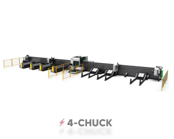 4-CHUCK HEAVY TUBE CUT Fiber Laser Pipe Cutting Machine with Auto Loading